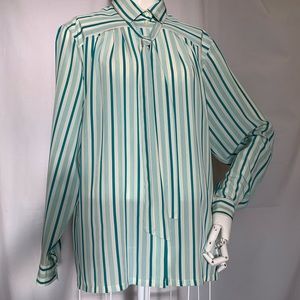 Vintage, long sleeve, button-down blouse striped